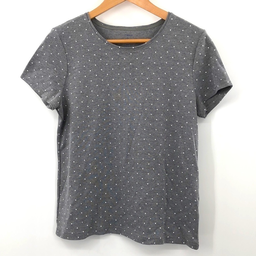3/$25 Croft & Barrow The Classic Tee Size PM Gray with White Polkadots
